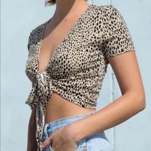 Brandy Melville Rae Top Cheetah Print One Size (XS-M)